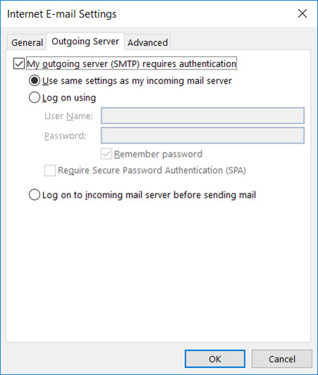 Setup ICA.NET email account on your Outlook 2016 Manual Step 5 - Method 1